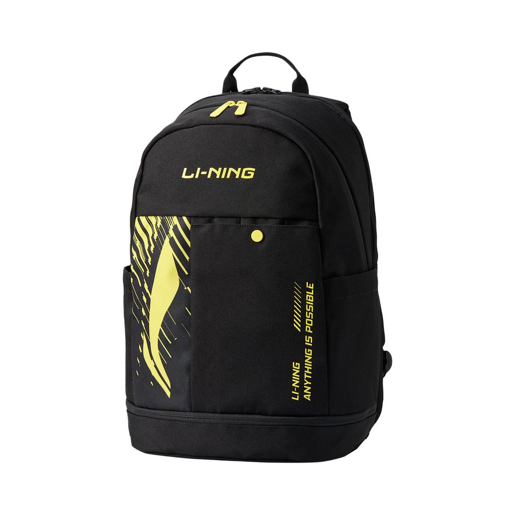 Li-Ning Большой вместительный удобный повседневный полиэстеровый рюкзак унисекс Черно-желтый ABSV133-1