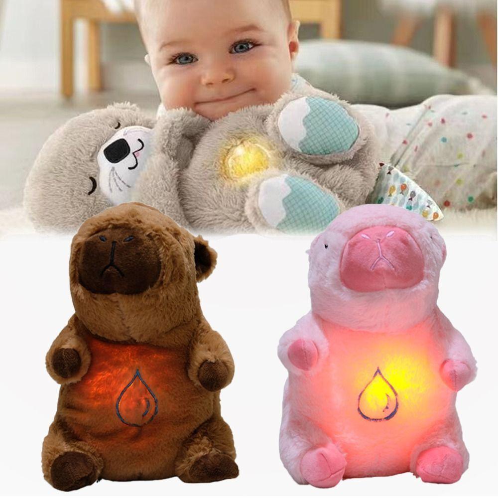Music Breathing Capybara Lights Soothing Doll New Plush Bear Doll Baby