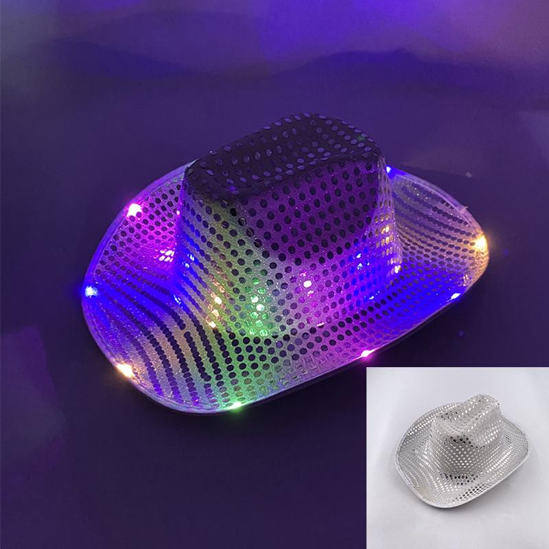 Wireless LED Western Cowboy Hat Light Up Cowboy Hat Disco Bride Pink Cowgirl Hat Concert NightClub Wedding Costumes Accessories