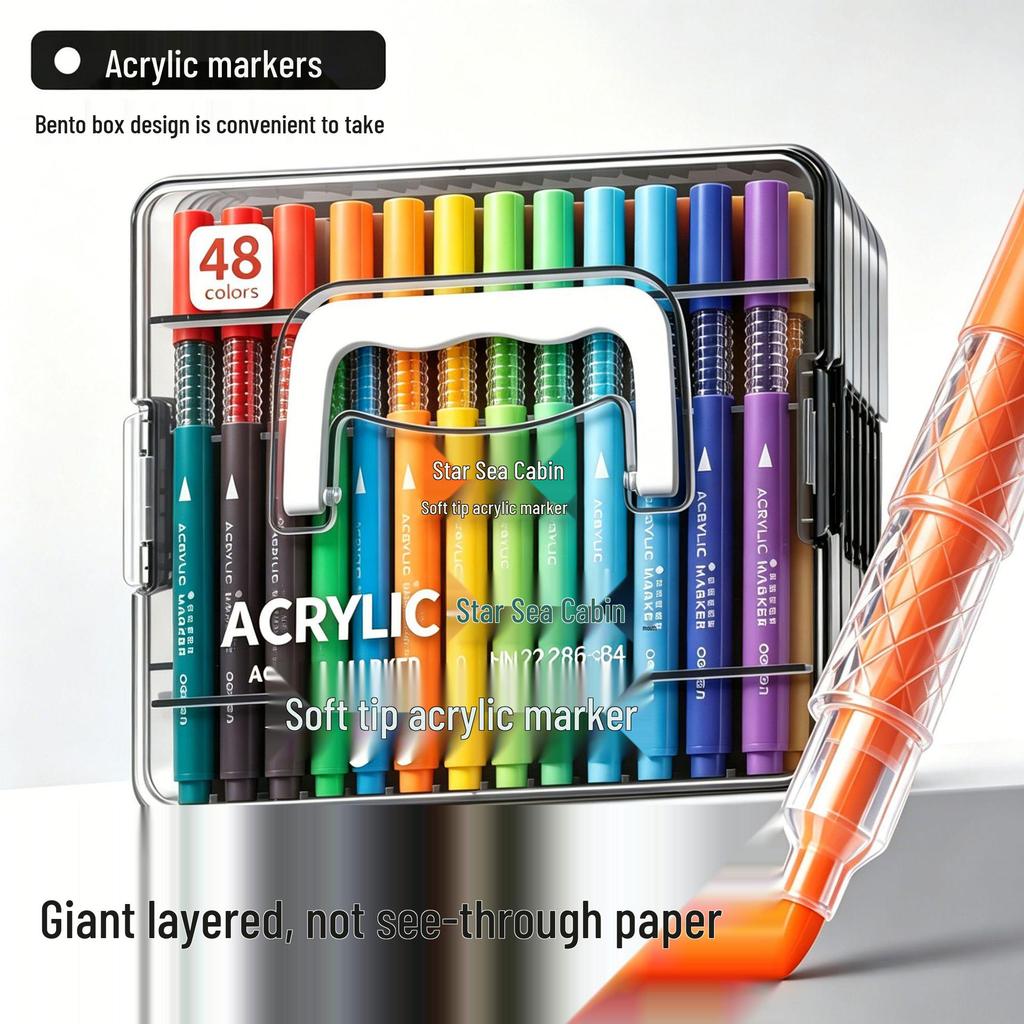 Washable Soft Tip Acrylic Marker Pen - Non-Bleeding, Stackable, Ideal for Students and Graffiti Art