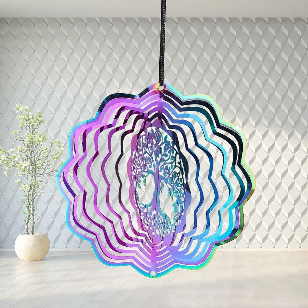 Gradient Color Wind Spinner Catcher 3D Dynamic Rotating Wind Chimes Funny Wind Chime Pendant Party