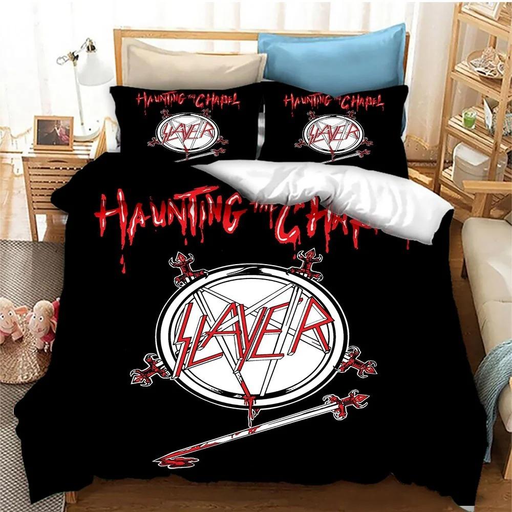 Slayer Heavy Metal Band Music Comforter Bedding Set,Duvet Cover Bed Set Quilt Cover Pillowcase,king Queen Size Bedding Set Kids