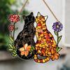 Two Cat Friend Arcylic Wind Chimes Black Orange Kitten Hanging Ornament Cute Kitty Painting for Wall Window Corridor Sun Catcher