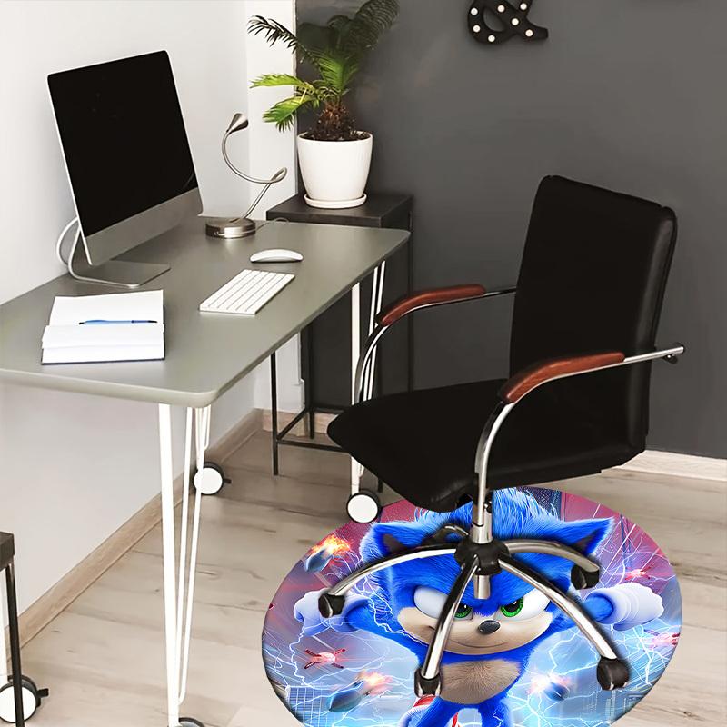 1pc Sonic the Hedgehog movie poster Round carpet, Made of Polyester,Perfect for Decorating Office Chairs, Living Rooms,fplt077
