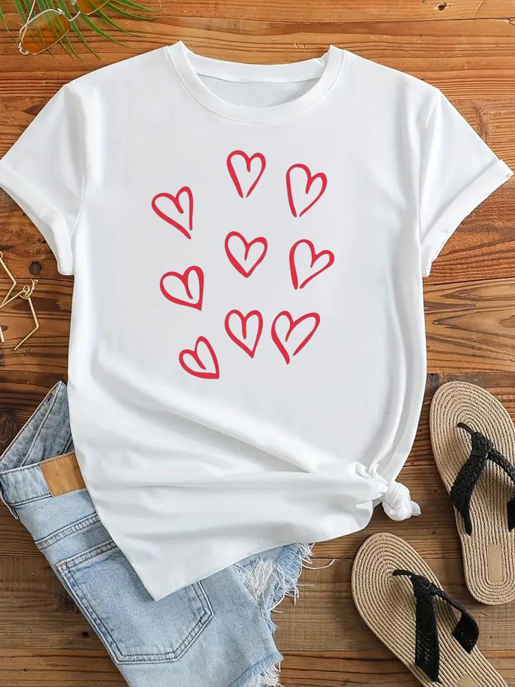 (Азиатский размер) Одежда повседневная футболка женская цветочная тенденция 90-х годов милая милая с коротким рукавом модная женская футболка с принтом женские футболки с графическим рисунком