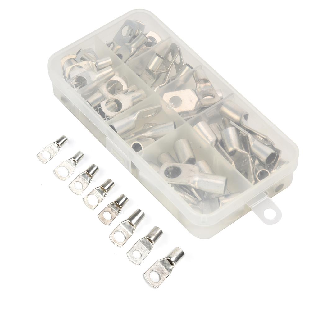 60Pcs Copper Lug Connector Ring Tinned Electrical Wire Terminals Assortment Kit SC6?SC25