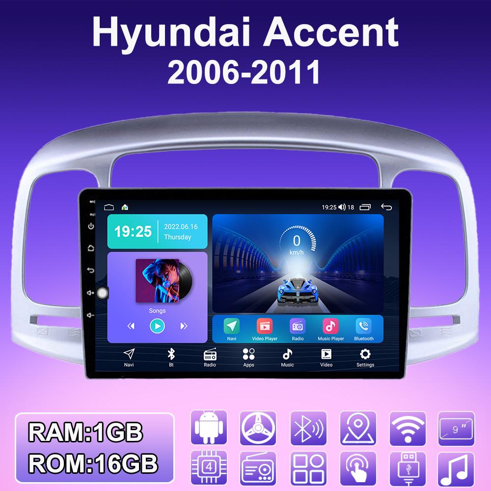 2 DIN Android Carplay Автомагнитола для Hyundai Accent 2006-2011 Мультимедийный проигрыватель Головное устройство Стерео GPS Навигация BT WIFI 2+32 ГБ