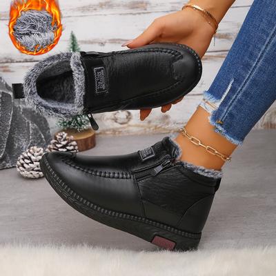 Новые зимние женские ботинки, уличная теплая обувь, модные ботинки на молнии, удобная повседневная женская обувь