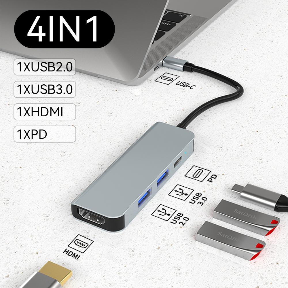 USB C Хаб 7 в 1 Type C на HDMI с картридером SD TF, PD 100 Вт, питание, 4K 60 Гц, HDMI док-станция, 2-USB 2.0 для ноутбука, ПК, Macbook