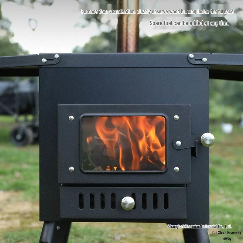 Portable Outdoor Cassette Stove: Camping Heater, Firewood Stove, Barbecue Grill, Chimney Oven, Stainless Steel.