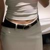 Simple Pin Buckle Metal Buckle Vintage Belt Red Black Waist Belt  Clothing Accessories