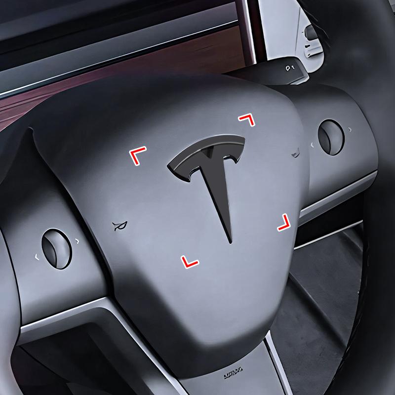 1Pcs Car Steering Wheel Sticker Emblem Logo Decal Badge For Tesla Model S Model X Model Y Cybertruck Model 3 Model Y