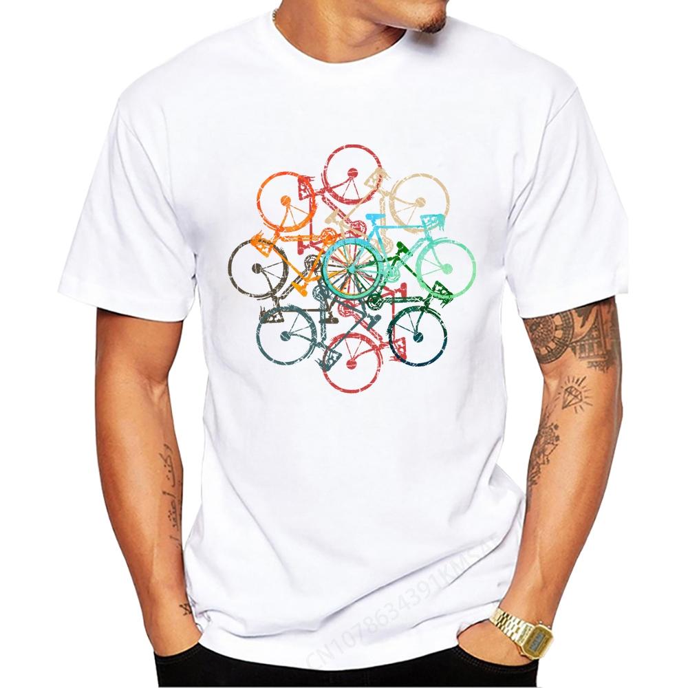 Cycling Men T-Shirt Color Bicycles Printed Harajuku T Shirts Short Sleeve Tshirts Biking Cool T