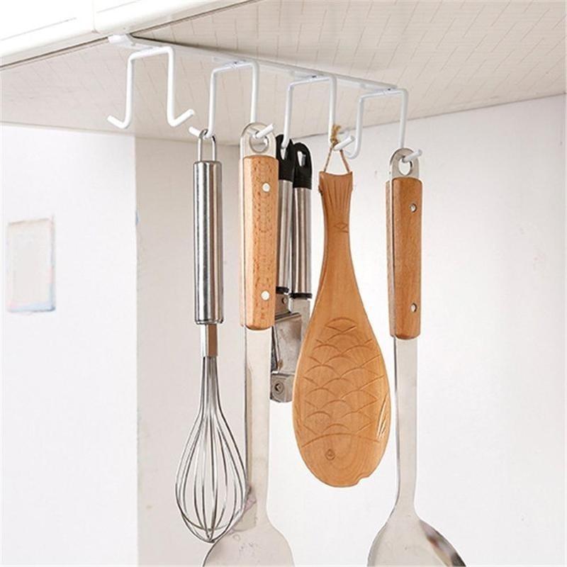 Новый держатель для кухонной чашки, подвесной шкаф, полка для хранения, органайзер, 8 крючков