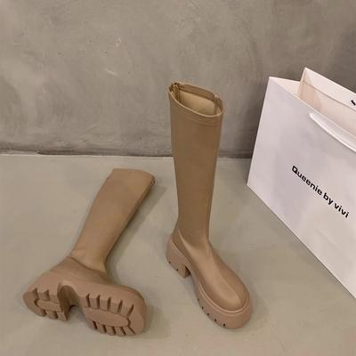 Женские сапоги до колена на толстой подошве, универсальные сапоги-рыцари с высоким голенищем, новые маленькие тонкие сапоги осень-зима 2025