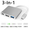 3-в-1 Кабель-конвертер USB-C на HDMI-совместимый USB 3.1 Type C на HD 4K USB 3.0 Адаптер для MacBook Air Pro Samsung Huawei