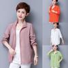 Middle Aged Mother Summer Thin Jacket Korean Loose Stand Collar Zipper Sun Protection Clothes Women Casual Sunscreen Coat 5XL