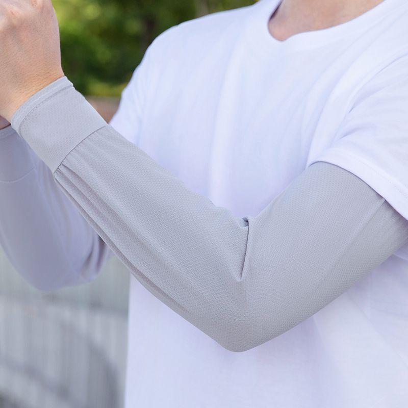 Cooling Arm Sleeves Men Cycling UV Protection Ice Silk Breathable Loose Fit Plain Solid Color Outdoor Fishing Arm Sleeves Hiking