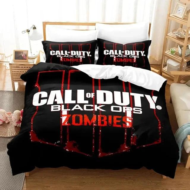 Постельное белье Call of Duty Black Ops Комплект Пододеяльник Постельный комплект Чехол на одеяло Наволочка Одеяло Размер Queen Постельное белье COD