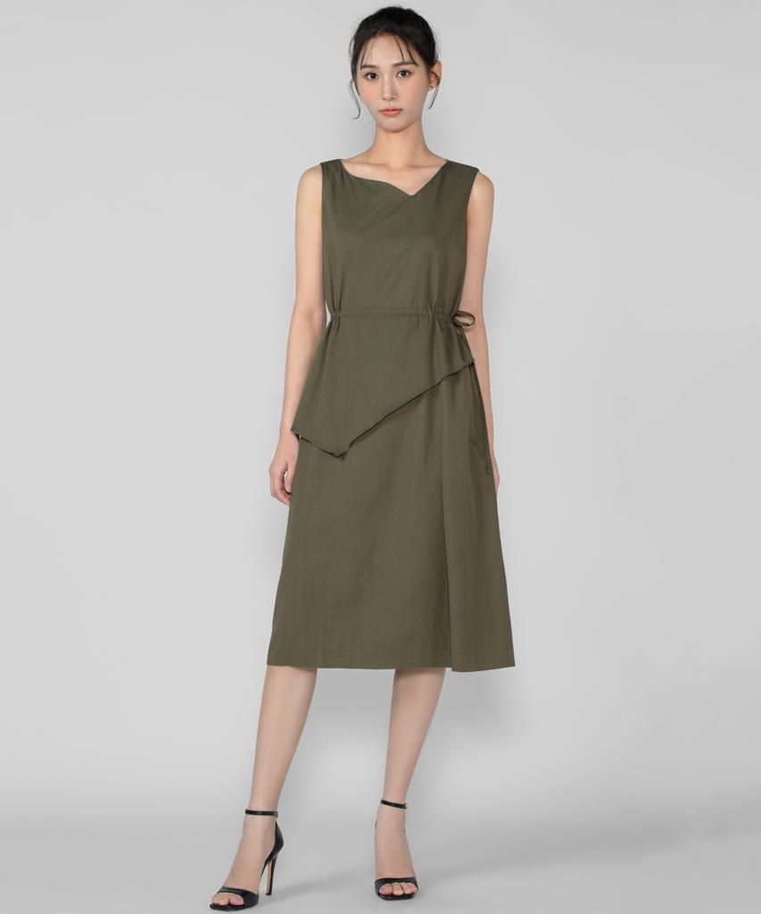 Hye Young Kim Peplum Sleeveless Dress - Khaki