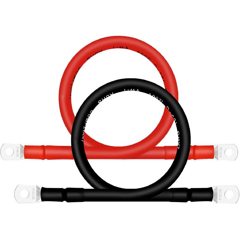 4 AWG Battery Cables with 3/8 inch Copper Terminals(2PCS 1FT)