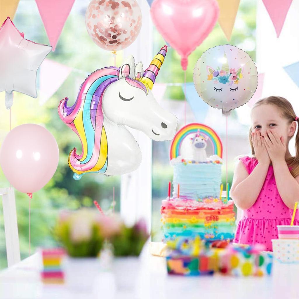 Воздушные шары в форме единорога и радуги на день рождения для принцессы, розовые, довольно гигантские, суперформы, для девочек и мальчиков, товары для вечеринок