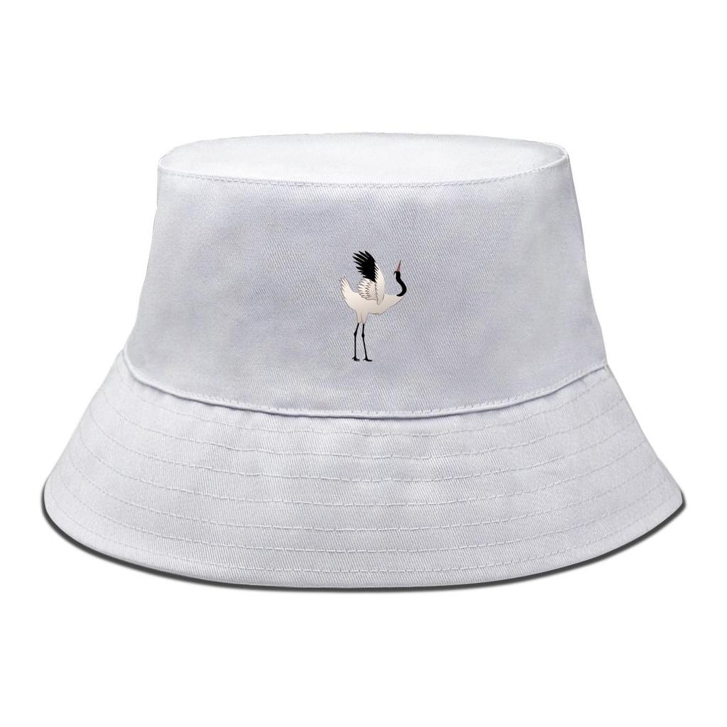 Realistic Crane Print Bucket Hat , Animal Sun Cap Spring Fashion Fit Basin Hat