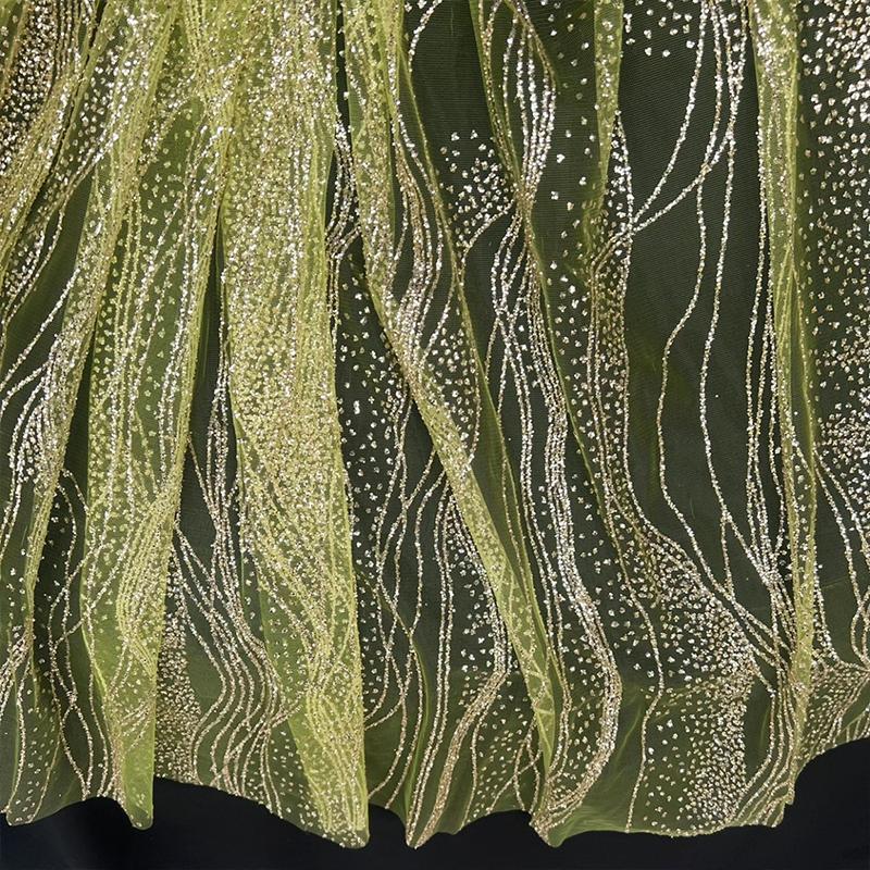 Ткань кружево с пайетками и блестками, Железное бронзирование, Волнистый узор, Полиэстер, Свадебная, Вечерняя ткань для платья, Текстиль для DIY
