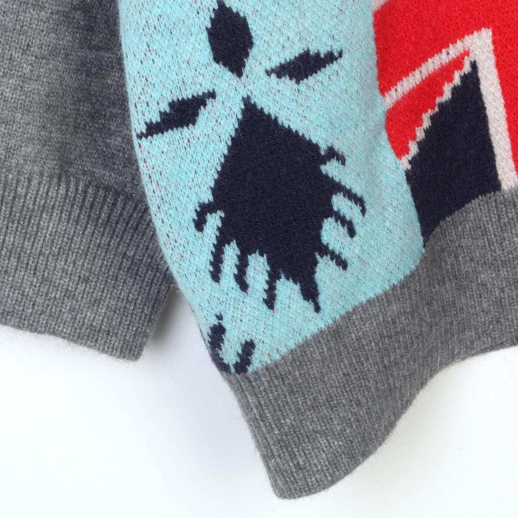 Французский кардиган крупной вязки с V-образным вырезом: Осенне-зимний свитер в клетку с сердечком, с длинным рукавом, в стиле колледжа, омолаживающий, свободного кроя.