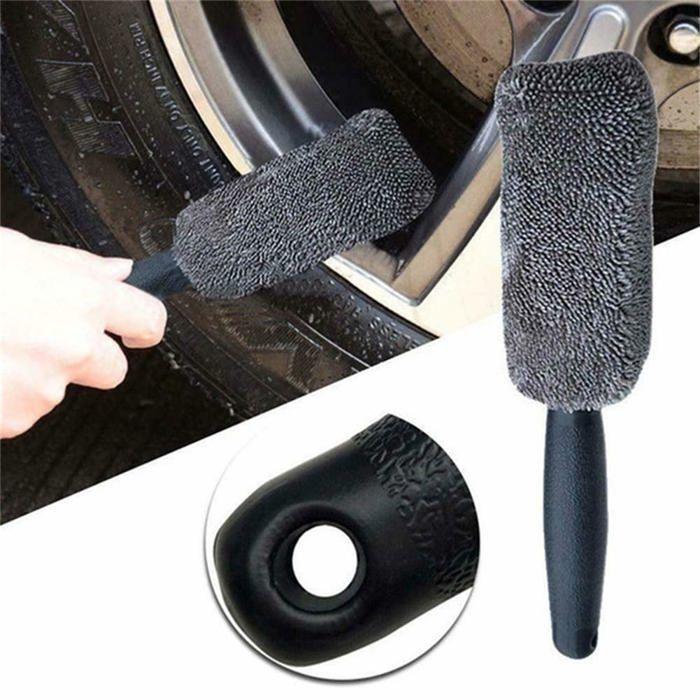 Brosse de Jante de Roue, Brosse de Nettoyage de Roue de Voiture en Microfibre à Long Manche Doux Outil(Gris)