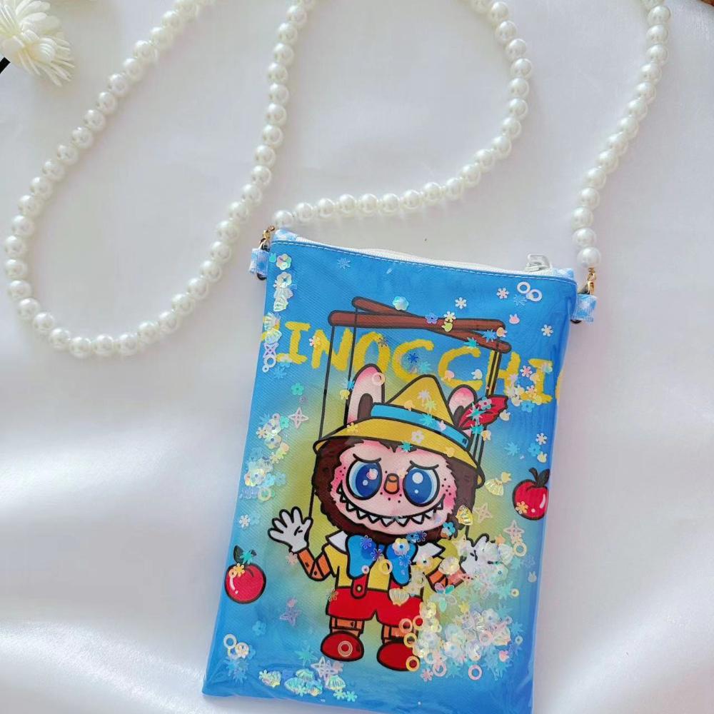 Сумка для мобильного телефона с мультяшным принтом Лабубу, зыбучими песками, кошелек для монет, сумка для ключей, на молнии, для хранения, сумка через плечо CLE