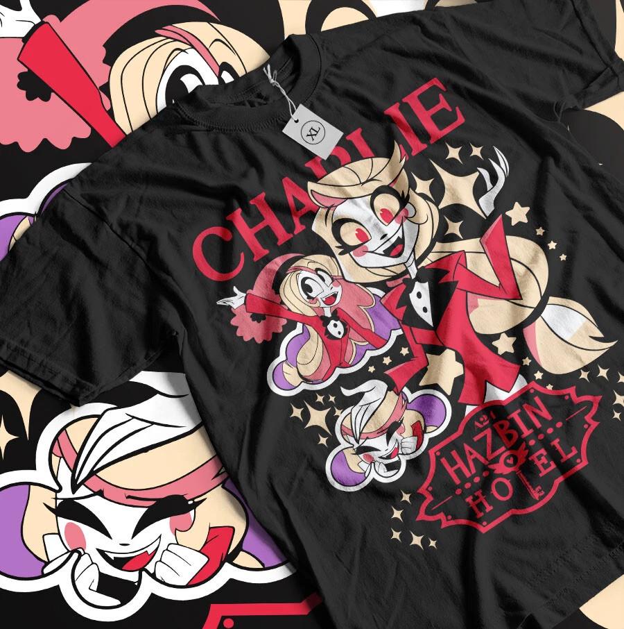 Hazbin Hotel Charlie, Vaggie Unisex Fan Hazbin Hotel Movie Gift T-Shirt - Black Unisex T-Shirt