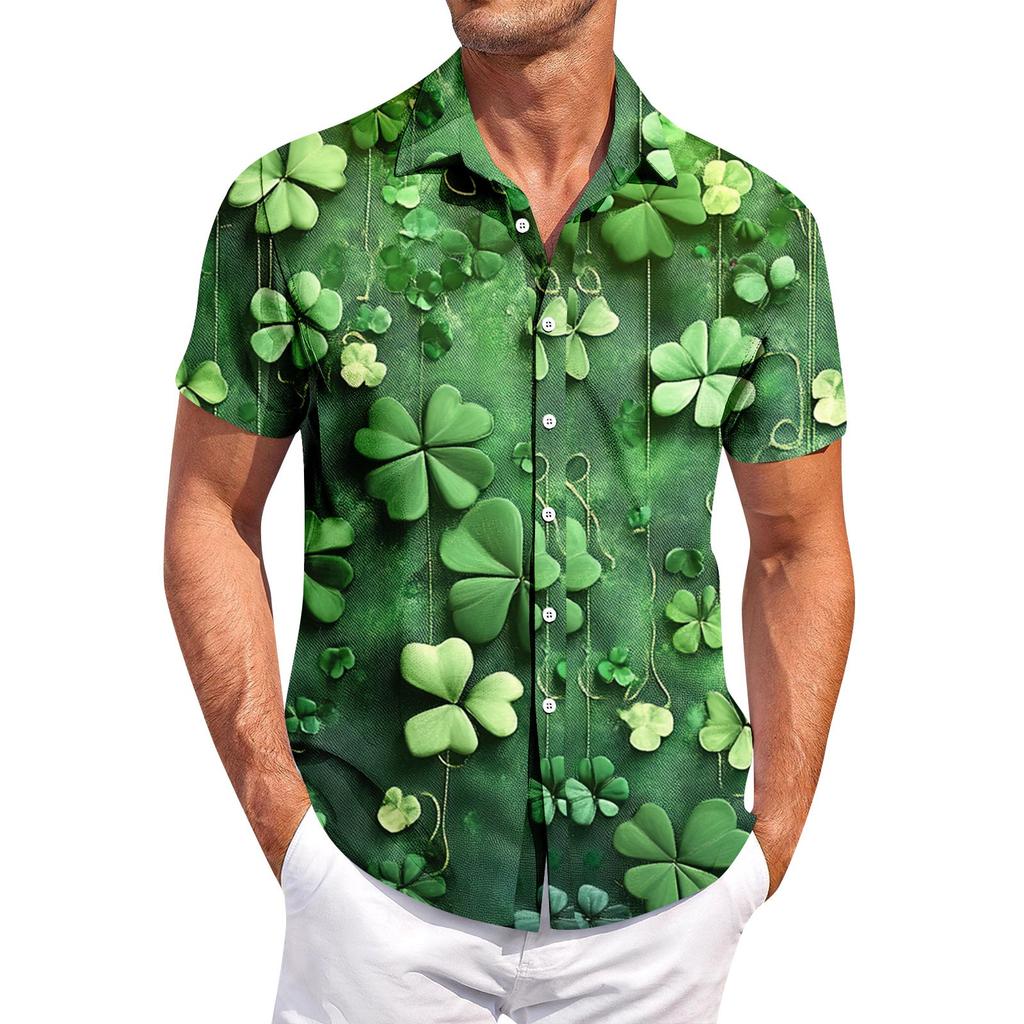 Мужская повседневная рубашка с короткими рукавами, облегающая, стильная, мужская. Патрик Принт