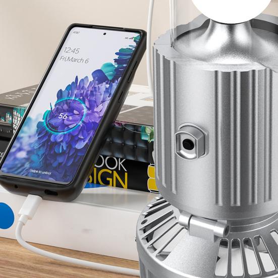 5-in-1 Portable LED Camping Lantern with Fan Bluetooth-compatible Speaker Solar