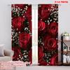 2pcs Curtains Red Rose1 Versatile Polyester,Without Electricity Family Party Perfect for Bedroom Office Living Room Home Decor