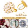 4PCS Rhinestone Pearl Napkin Rings for Table Setting Decorations, Gold Serviette Buckle Elegant Napkin Ring Holder for Wedding Dinner Table Decoration