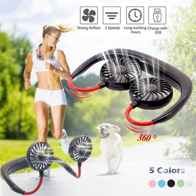 Новый шейный вентилятор Hand Free Mini Neck Double Fans Носимый портативный шейный ремешок с USB перезаряжаемым