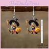 Halloween Theme Witch Broom And Pumpkin Pattern Women Earrings For Festival