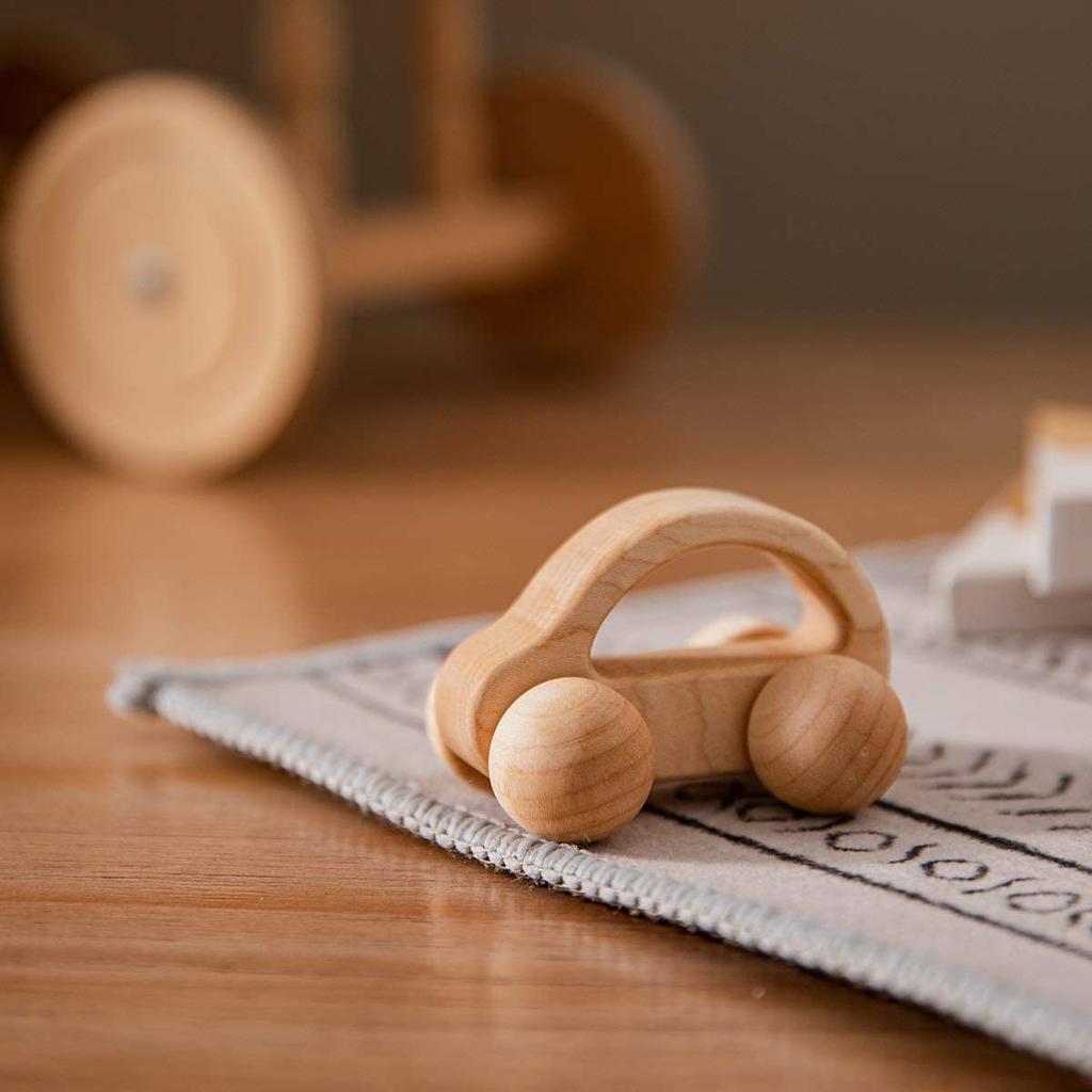 Mamimami Home Mini Car Wooden Toy Rattle Safety Nepainted Improved Clay Wood Rattle Car Educational Toy 1 2 3 4 5 6 Years Old Children Newborn Infant