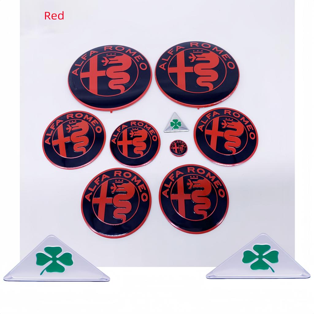 EHJPY1 11 pcs for Alfa Romeo 90mm 74mm 60mm 56mm 50mm Car emblem Wheel stickers front Hood badge rear Trunk Steering sticker Styling