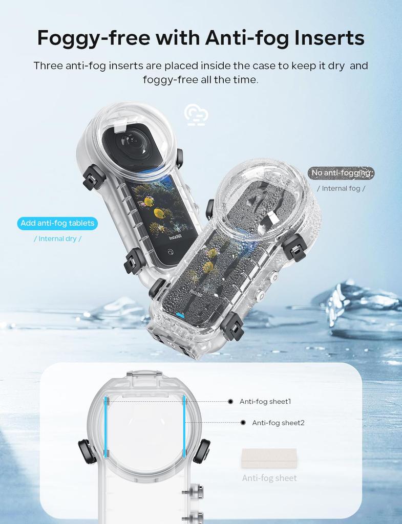 Waterproof Case Invisible Dive Case for Insta360 X4 50m 164ft Waterproof Housing with Screw Quick Connect Magnetic Adapter Mount 1/4 Hole,