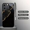 Черно-золотой Стеклянный Чехол для Телефона с Рисунком Волны Подходит для iPhone 17 16 15 14 13 12 11 Pro/Max/Plus Противоударная Задняя Крышка