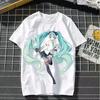 Футболка с милым принтом японского аниме-персонажа MIKU 2024 года, летняя женская и мужская футболка с 3D-принтом, уличная мода, повседневный стиль, короткий рукав для детей