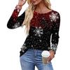 Ladies' Casual Fashion Printed Round Neck Long Pleated T-shirt Top Christmas