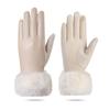 Warm gloves women's autumn and winter PU leather velvet thickened diamond-encrus screen outdoor cycling gloves