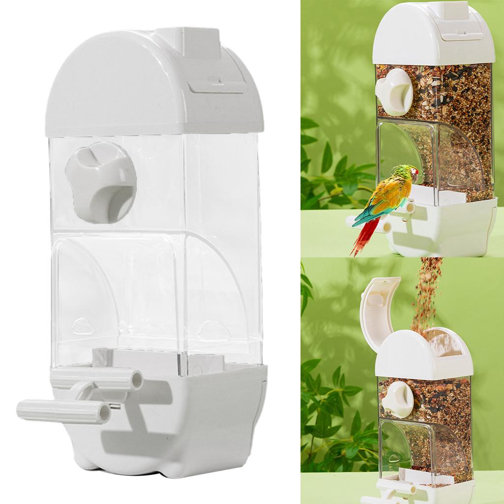 Автоматическая кормушка для птиц Прозрачный дизайн Подвесная клетка для птиц Кормушка Контейнер для еды для попугаев Волнистые попугайчики и кореллы