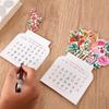Календарь с цветущими цветами на 2025 год, настольный календарь с цветочным рисунком и деревянной основой, съемные ежемесячные открытки, календарь-открытка для домашнего офиса, декор