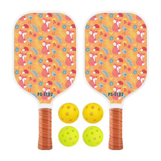 Набор для игры в пиклбол с ячеистым сердечником из стекловолокна и 4 мячами, эргономичная рукоятка