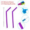 2pcs Reusable Silicone Straws Food Grade Silicone Straws Drinking With Cleaning Brush Party Straws