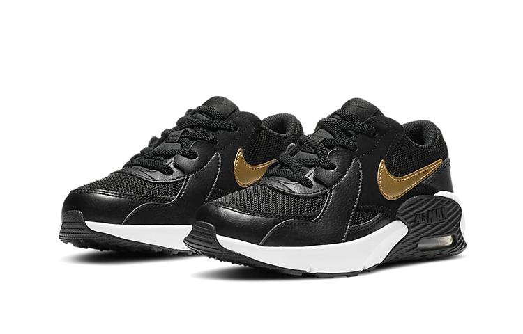 Nike Air Max Excee Повседневные износостойкие низкие детские lifestyle кроссовки Черно-золотые для детей от 3 до 7 лет CD6892-006